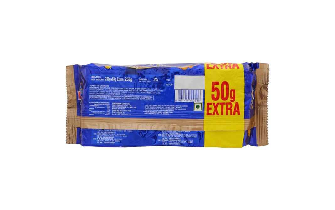 Parle Top Delicious Buttery Crackers Biscuits   Pack  250 grams